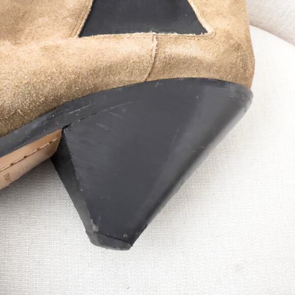 Isabel Marent Boots 38 7.5 Booties Suede Western Metal Toe Lemsey Brown Green - Picture 6 of 11